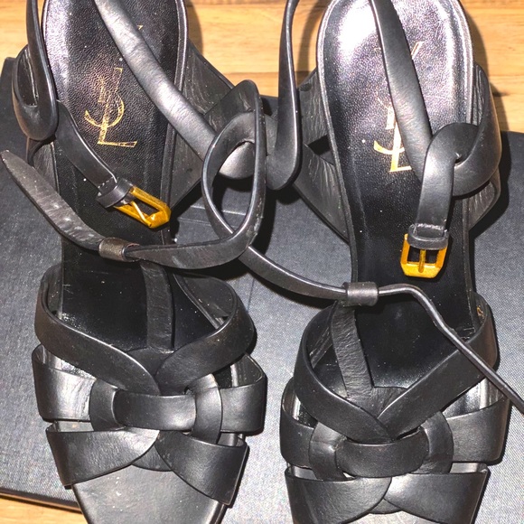 YSL BLACK LEATHER HEELS - Picture 6 of 8